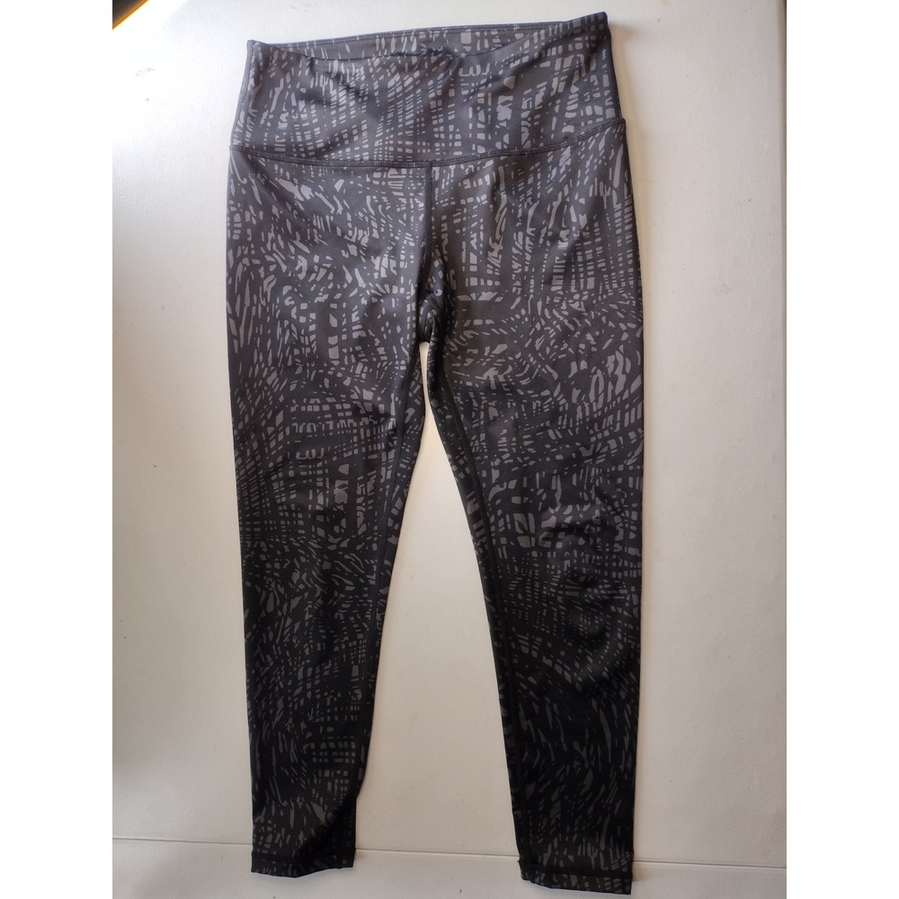 Zella High Waist Capri‎ Leggings Black Grey Abstract Print Athleisure Size M